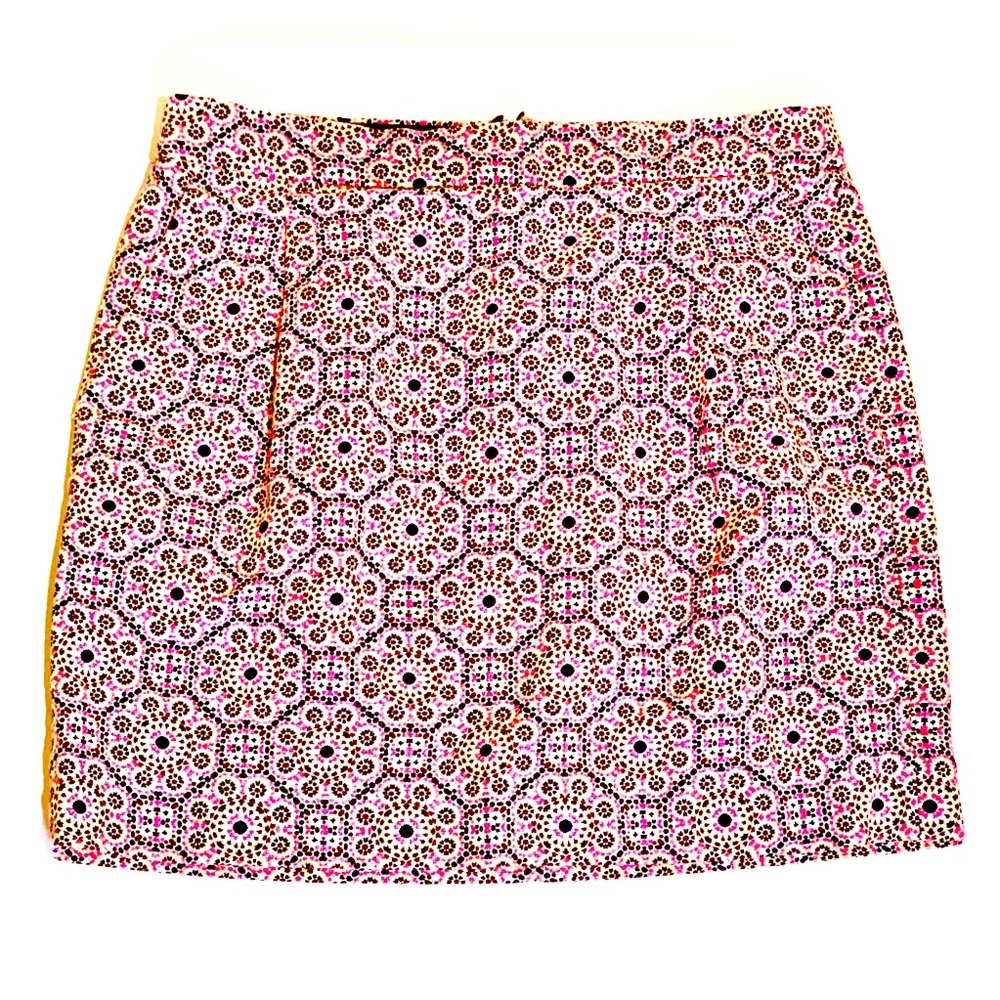 J. Crew Skirt Multicolor Pink Geometric Lined Pockets A-Line Mini Size 6
